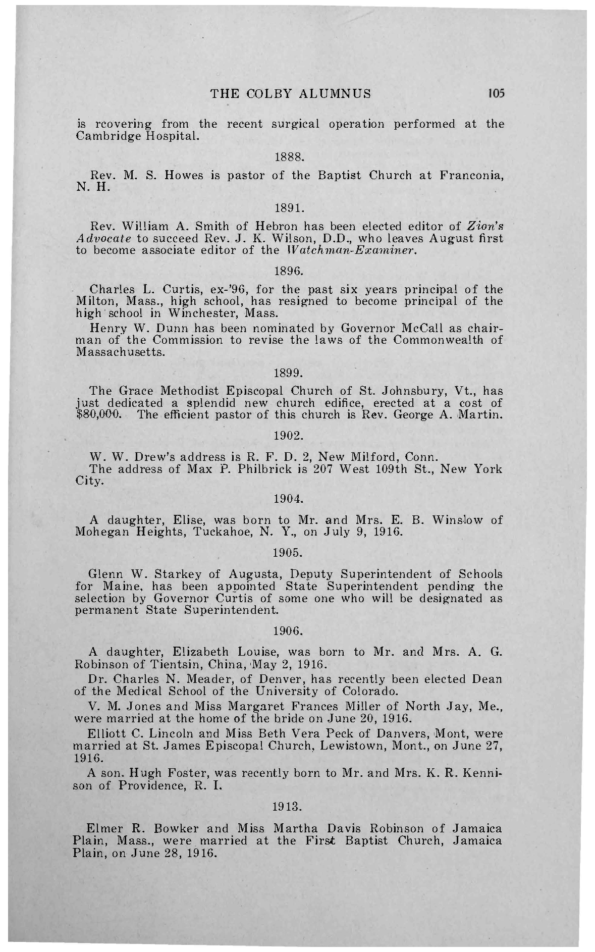 Class notes page referencing A. G. Robinson in Tientsin, China, 1916